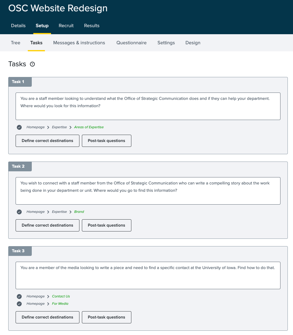 Treejack testing example