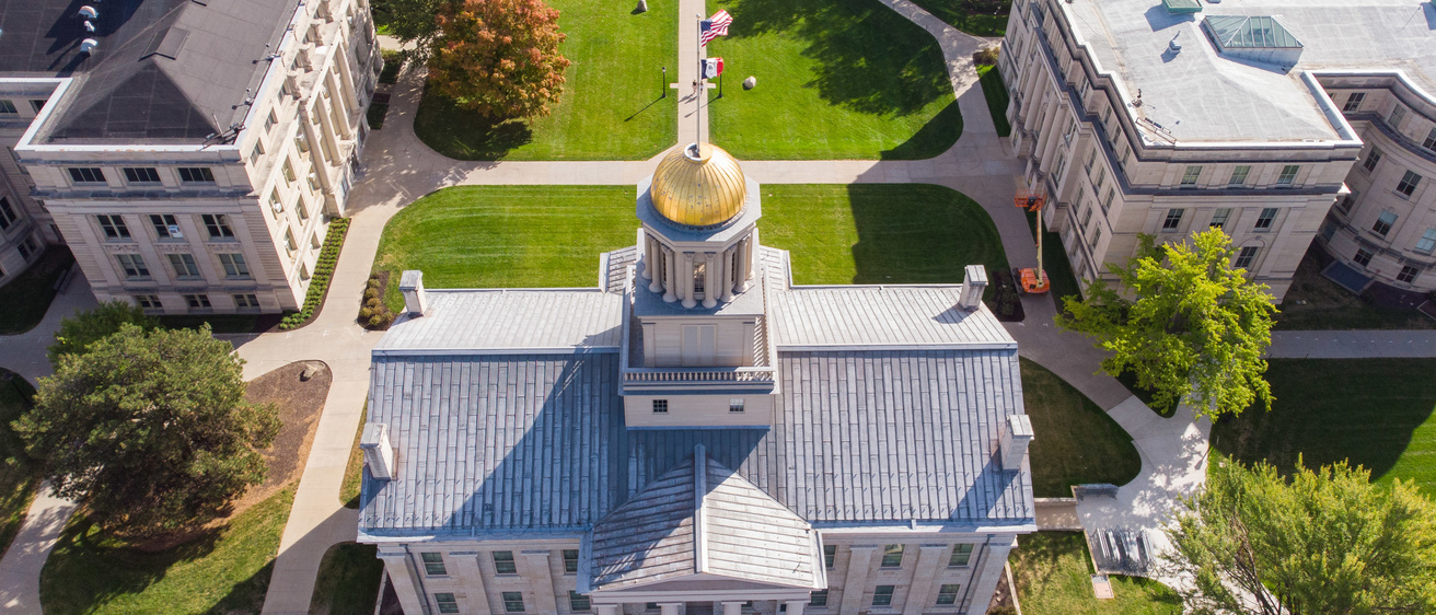 Drone photo of old capitol 